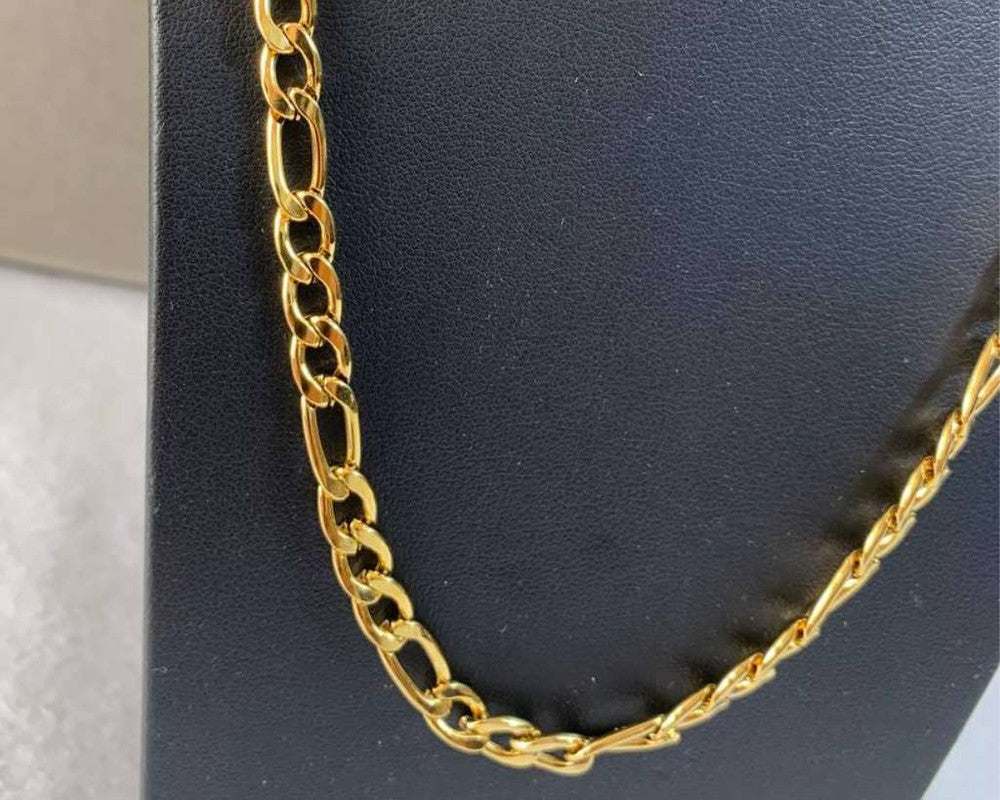 GOLDEN STAINLESS STEEL CHAIN  FÍGARO 1.6 MM / 70 CM – 12