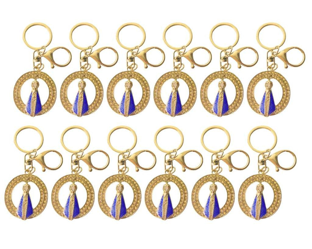 GOLDEN KEYCHAIN O.LADY APPARITIONS WITH RHINESTONES –Set of  12