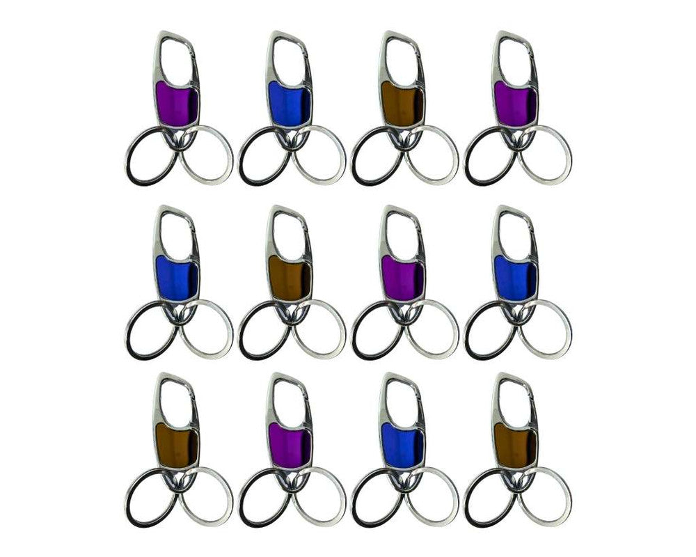 SILVER STAINLESS STEEL KEYCHAIN COLORS 2 RINGS – 12