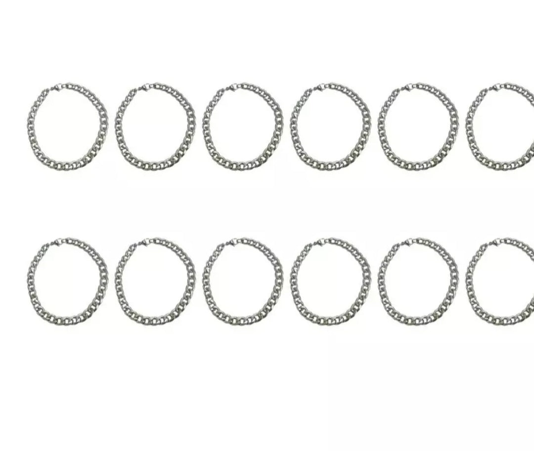 SILVER STAINLESS STEEL GRUMET BRACELET 2.MM/22CM- Set of 12