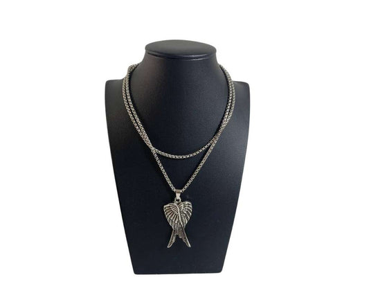 SILVER STAINLESS STEEL NECKLACE WING - Set of 12