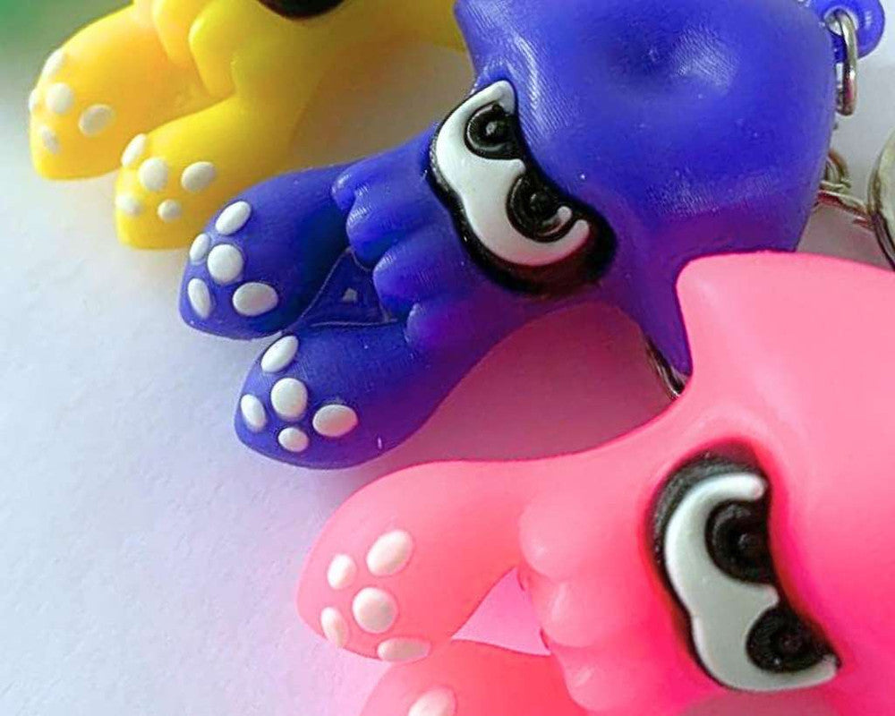 KEYCHAIN COLORFUL SQUID  – Set of 12