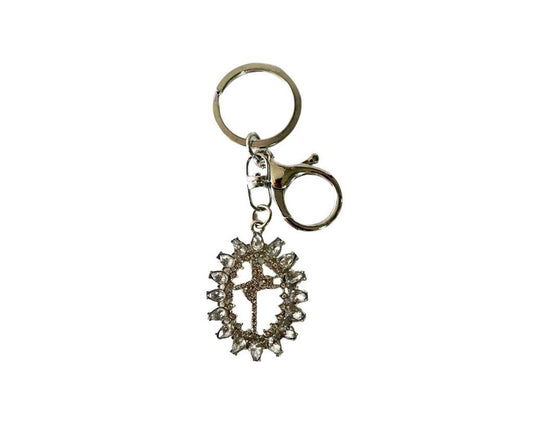 SILVER STAINLESS STEEL KEYCHAIN (FAITH/ FE)WITH ROCKS  –Set of  12