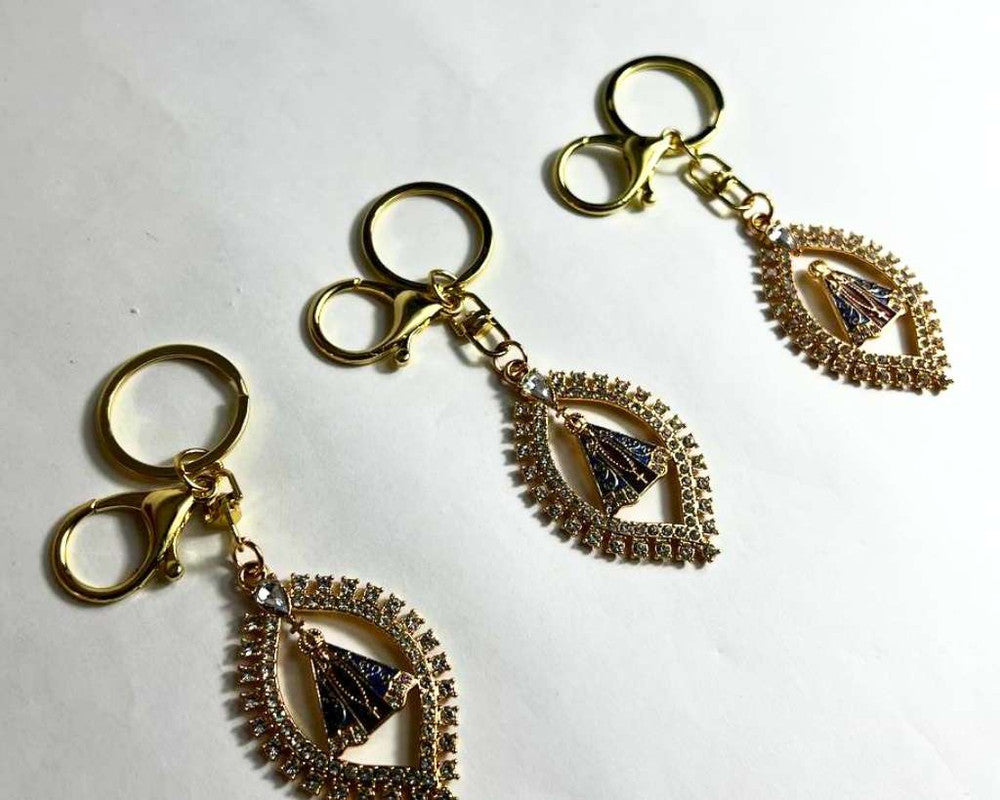 GOLDEN  KEYCHAIN O. LADY APPARITIONS LEAF – Set of  12