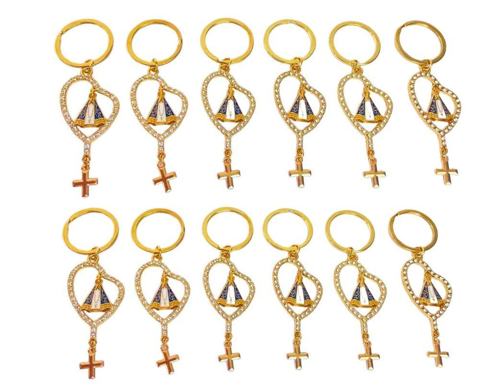 GOLDEN KEYCHAIN THIRD C.  OUR LADY APARECIDA – Set of 12