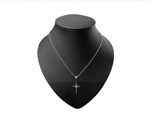 SILVER CROSS NECKLACE WITH  HEART- Set of 12