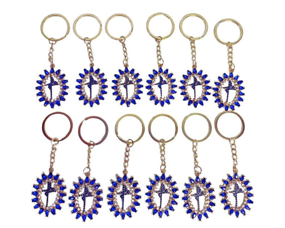 KEYCHAIN FAITH DETAILS IN BLUE- Set of 12