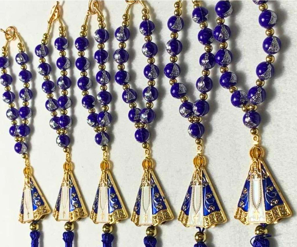 BLUE/WHITE APPARITIONS CATHOLIC THIRD  WITH RHINESTONES – Set of 12