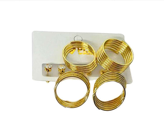 SILVER AND GOLD  EARRING SHAPE ROUND - Set of 12