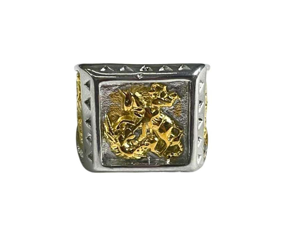 STAINLESS STEEL SAINT JORGE SQUARE GOLDEN RING – Set of 12