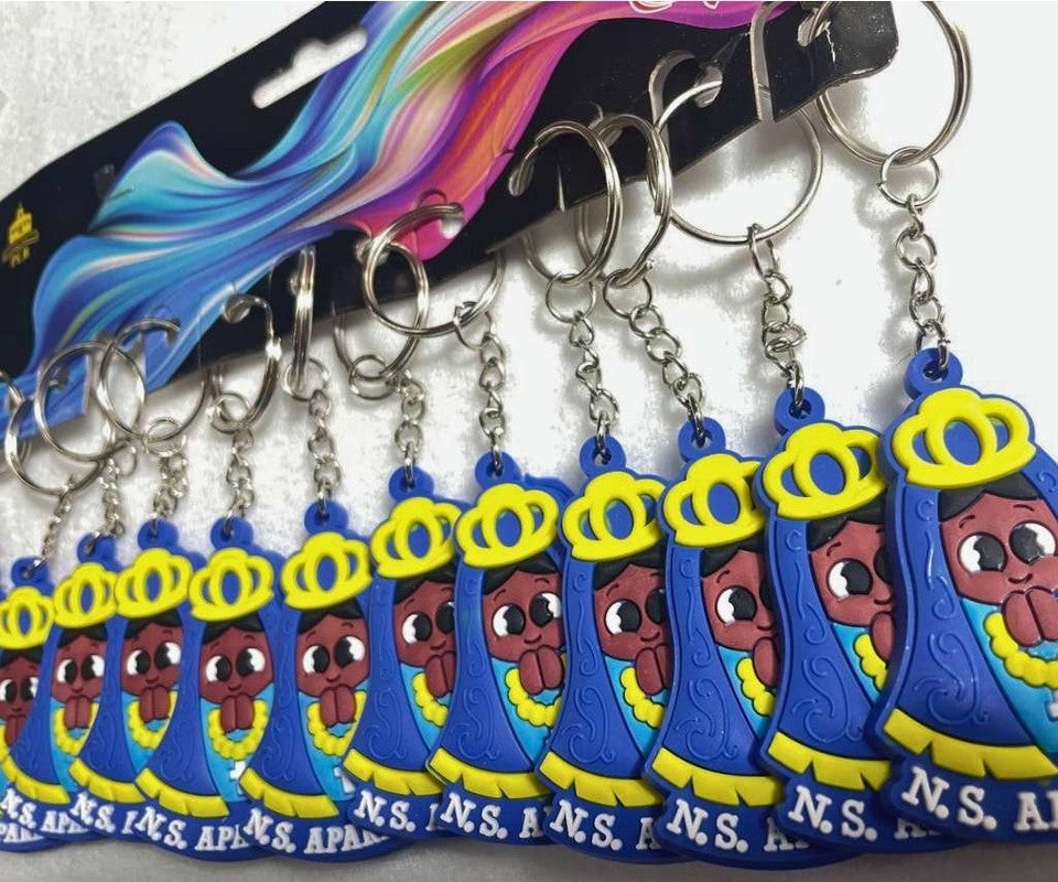 BLUE KEYCHAIN  OUR LADY APPARITION  WITH CROWN – Set of 12