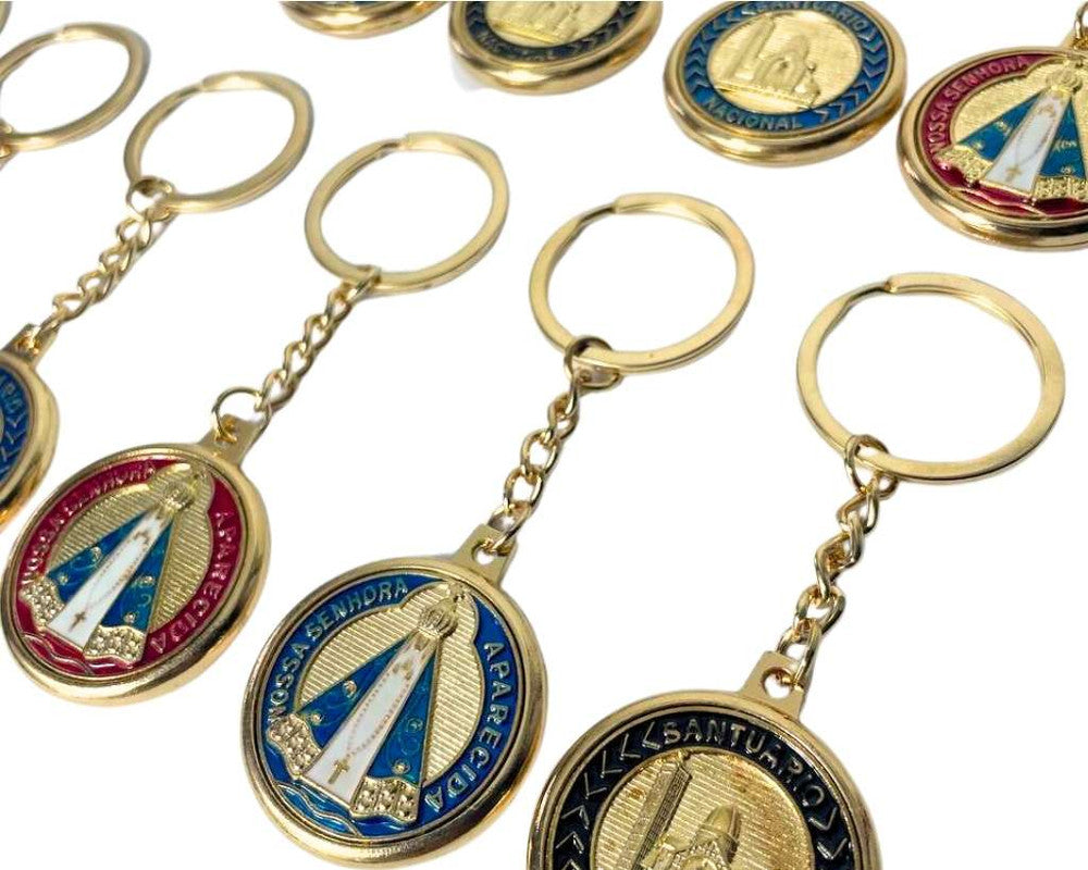 KEYCHAIN OUR LADY OF APPARITIONS GOLDEN,  BLACK, RED OR GREEN – Set of  12