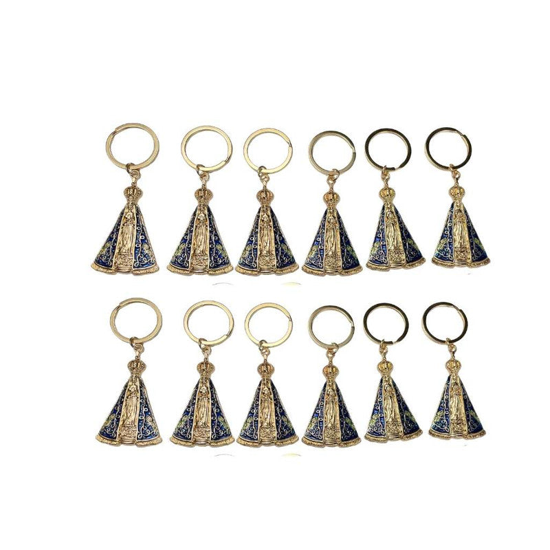 GOLDEN STAINLESS STEEL KEYCHAIN O. LADY APPARITIONS - Set of 12