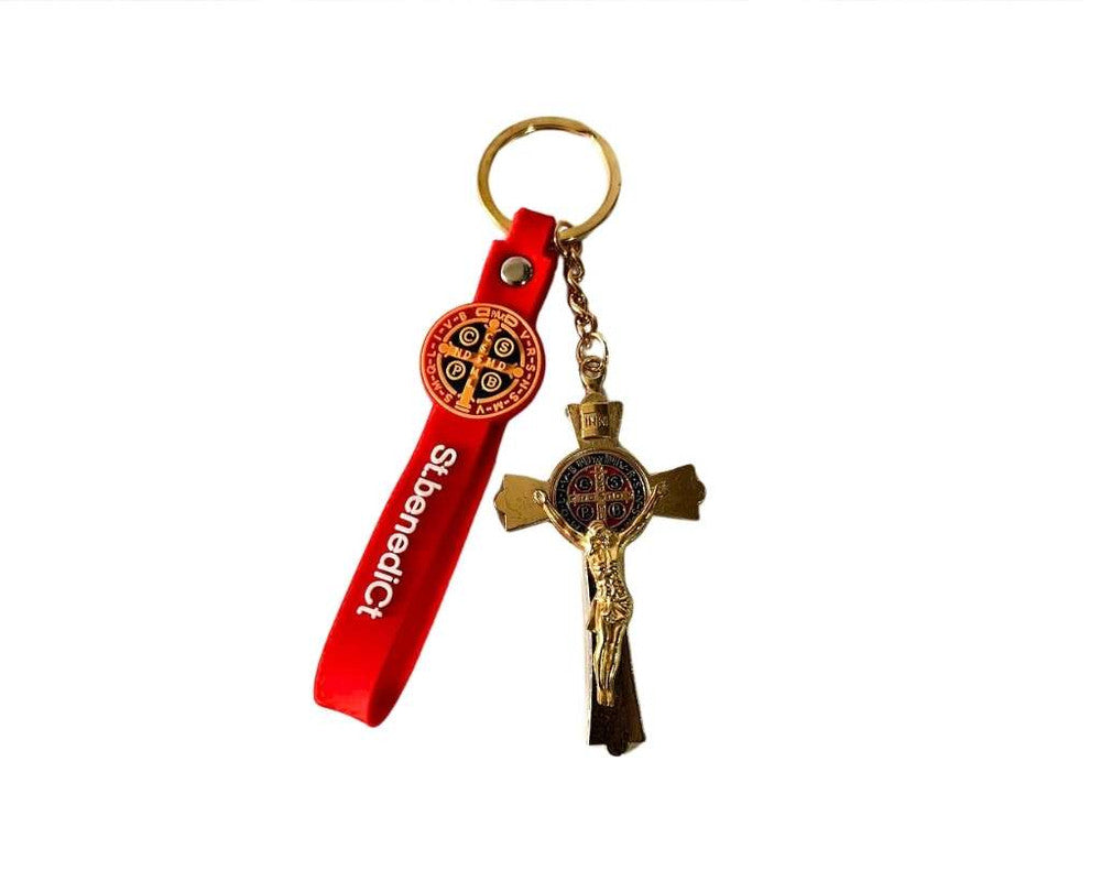 GOLDEN KEYCHAIN CROSS  WITH COLORFUL BRACELET