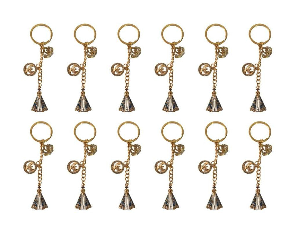 GOLDEN KEYCHAIN OUR LADY APPARITION WITH CROWN - SET OF 12