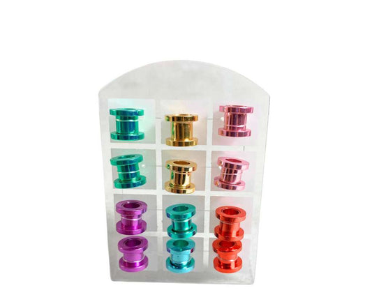 COLORED STAINLESS STEEL  STRETCHER PIERCINGS 8MM- 10 pack