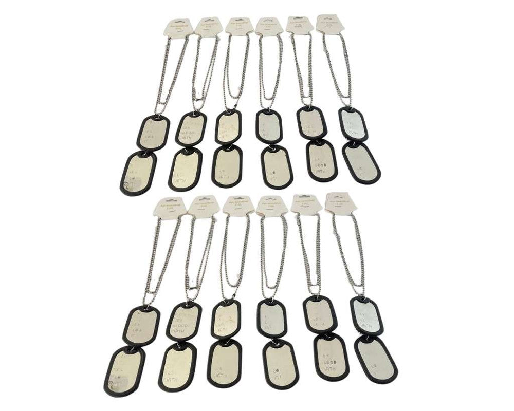 SILVER STAINLESS STEEL NECKLACE TAG OF IDENTIFICATION – Set of 12