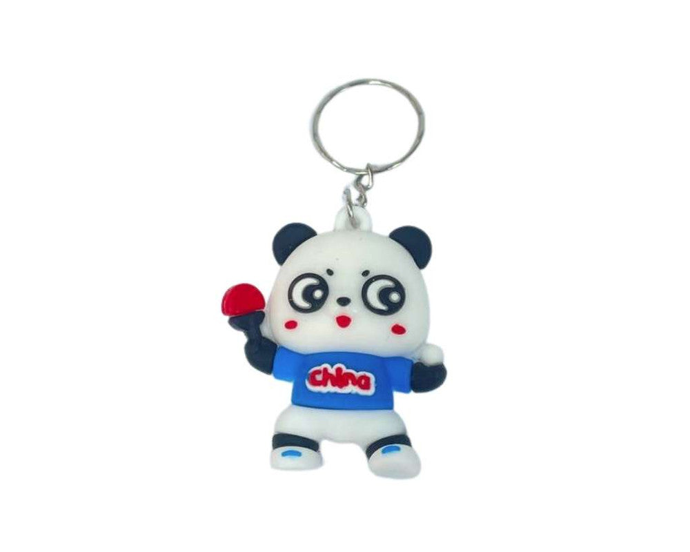 RUBBER PANDA PLAYING PING PONG KEYCHAIN-Set of 12