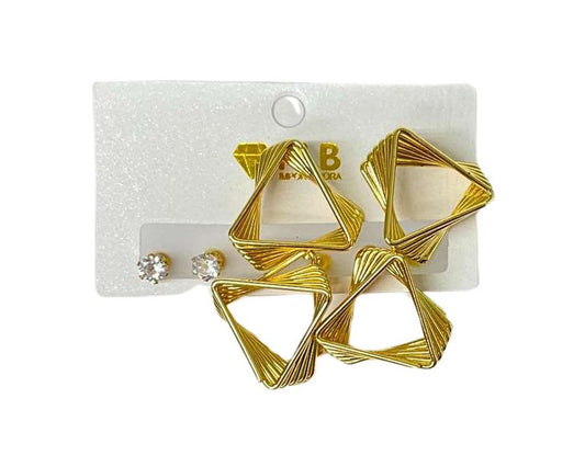 SILVER AND GOLD EARRINGS SHAPE TRIANGLE- Set of 12