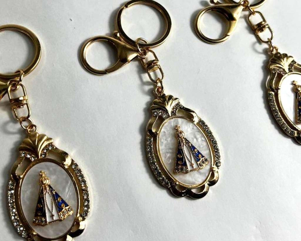 GOLDEN KEYCHAIN O.LADY APPARITIONS  OVAL – Set of  12