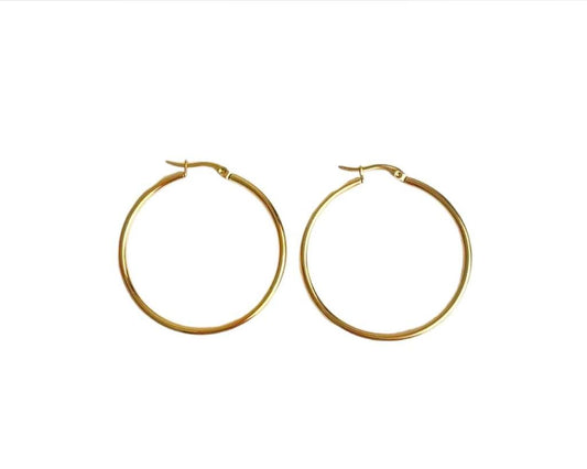 GOLDEN STAINLESS STEEL EARRINGS HOOP 30MM - Set of 120