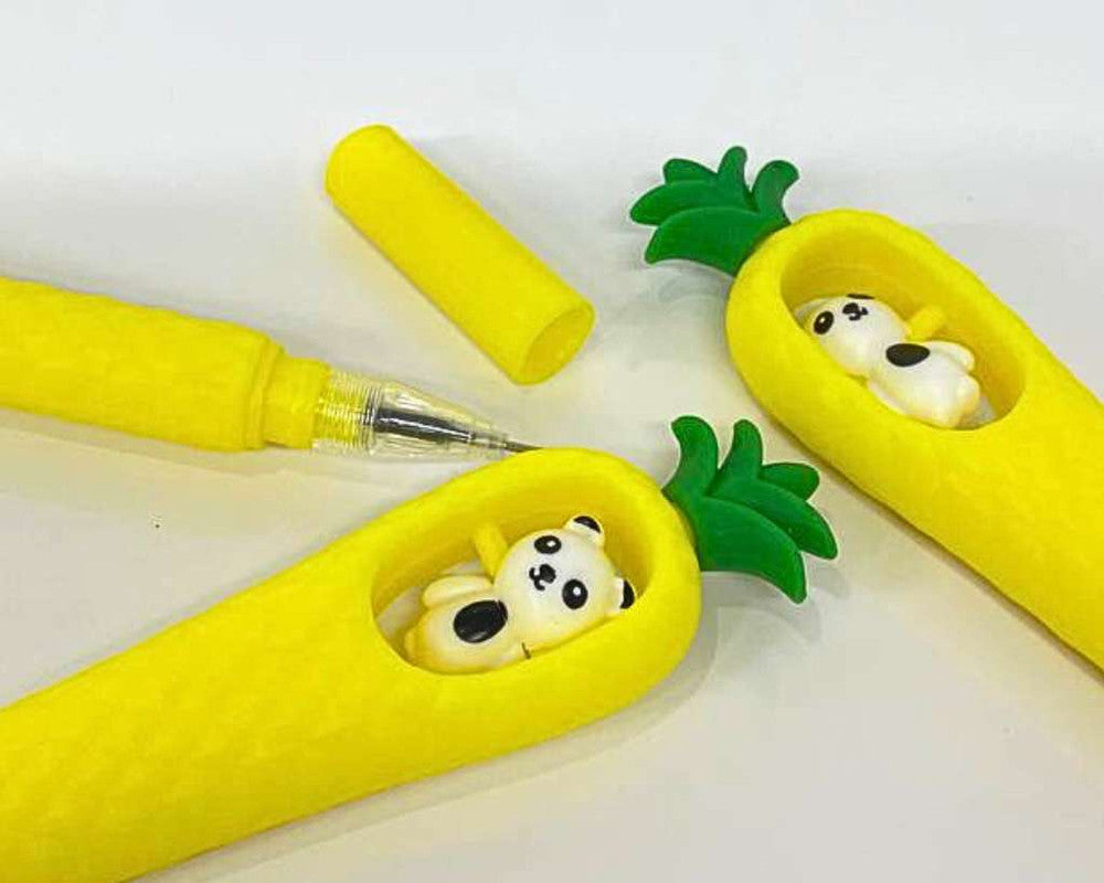 PINEAPPLE PENS WITH LITTLE PANDA- Set of 12