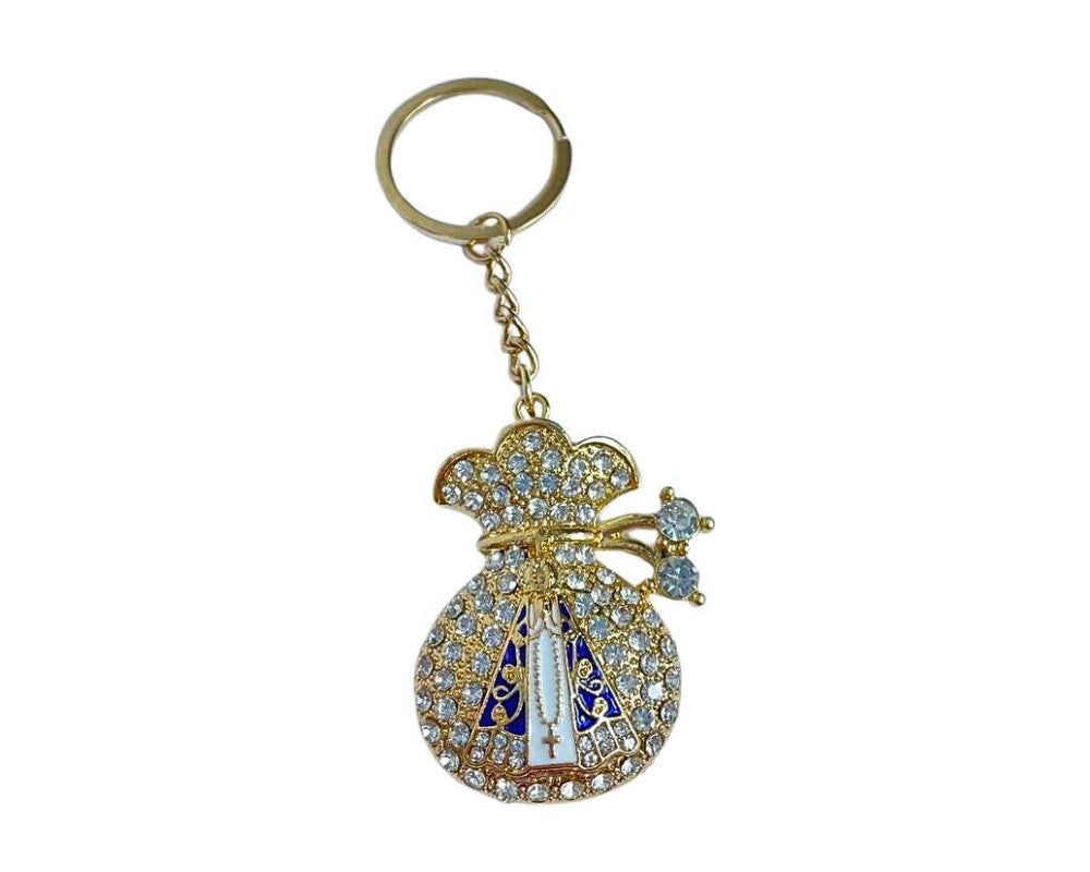 GOLDEN KEYCHAIN O. LADY APPARITIONS WITH RHINESTONES -12