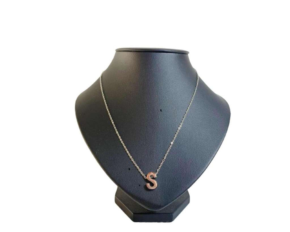 SILVER STAINLESS STEEL NECKLACE LETTER S – Set of 12