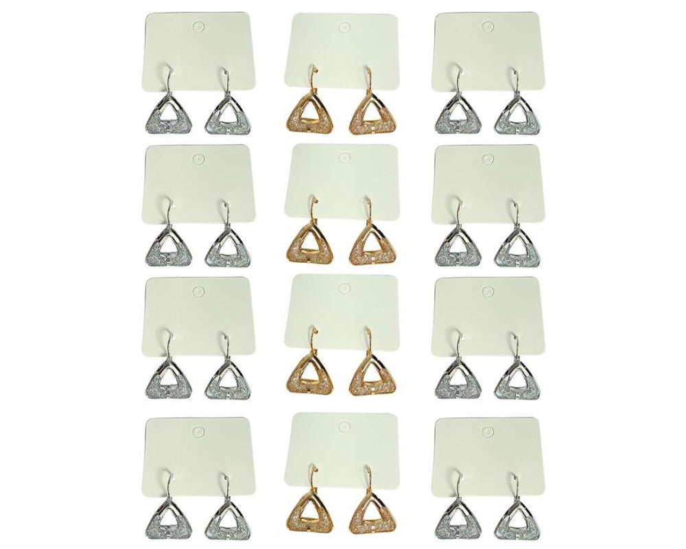 TRIANGLE EARRING WITH SHINY NET – Set of 12