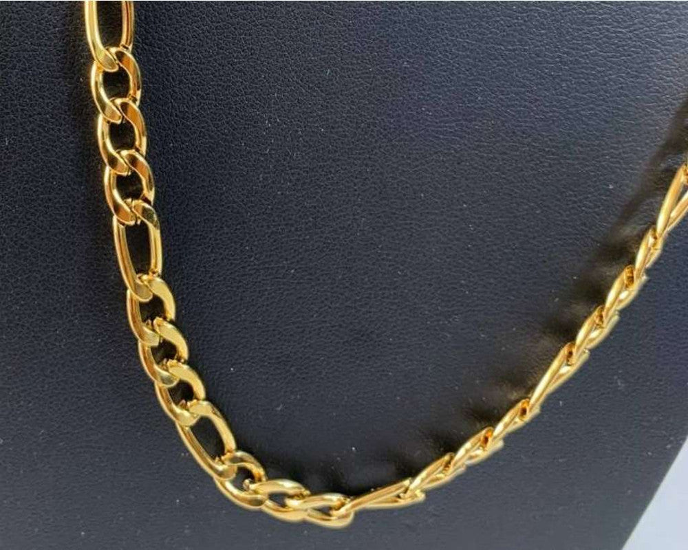 GOLDEN STAINLESS STEEL CHAIN  FÍGARO 1.6 MM / 60 CM – Set of  12