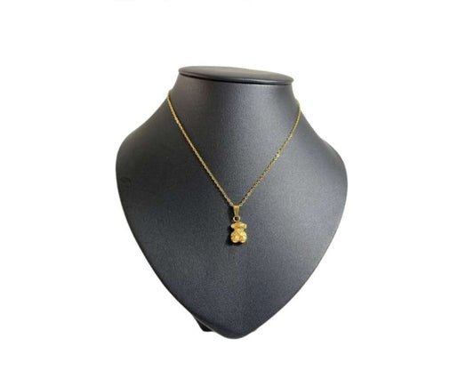 GOLDEN STAINLESS STEEL NECKLACE BEAR WITH TEXTURE -Set of 12