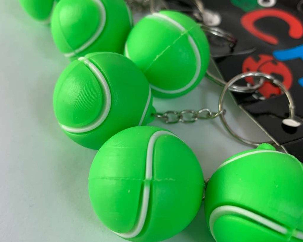 RUBBER GREEN TENNIS BALL  KEYCHAIN – Set of 12