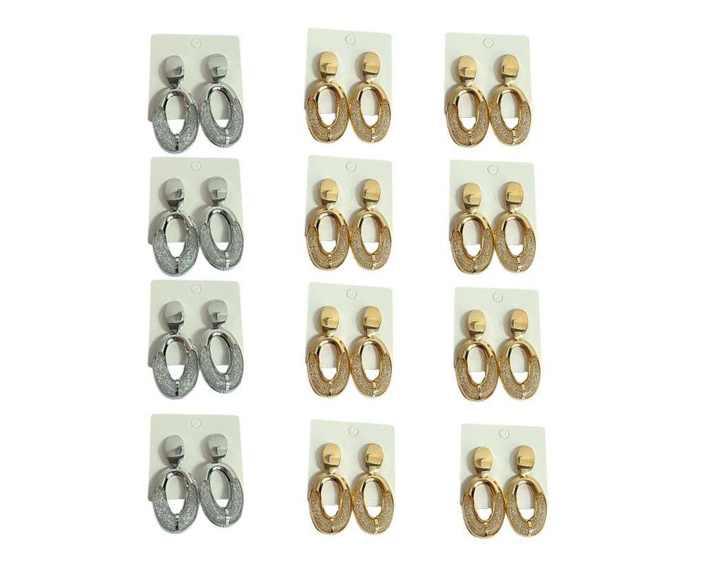 OVAL EARRING WITH SHINY NET – 12 PAIRS