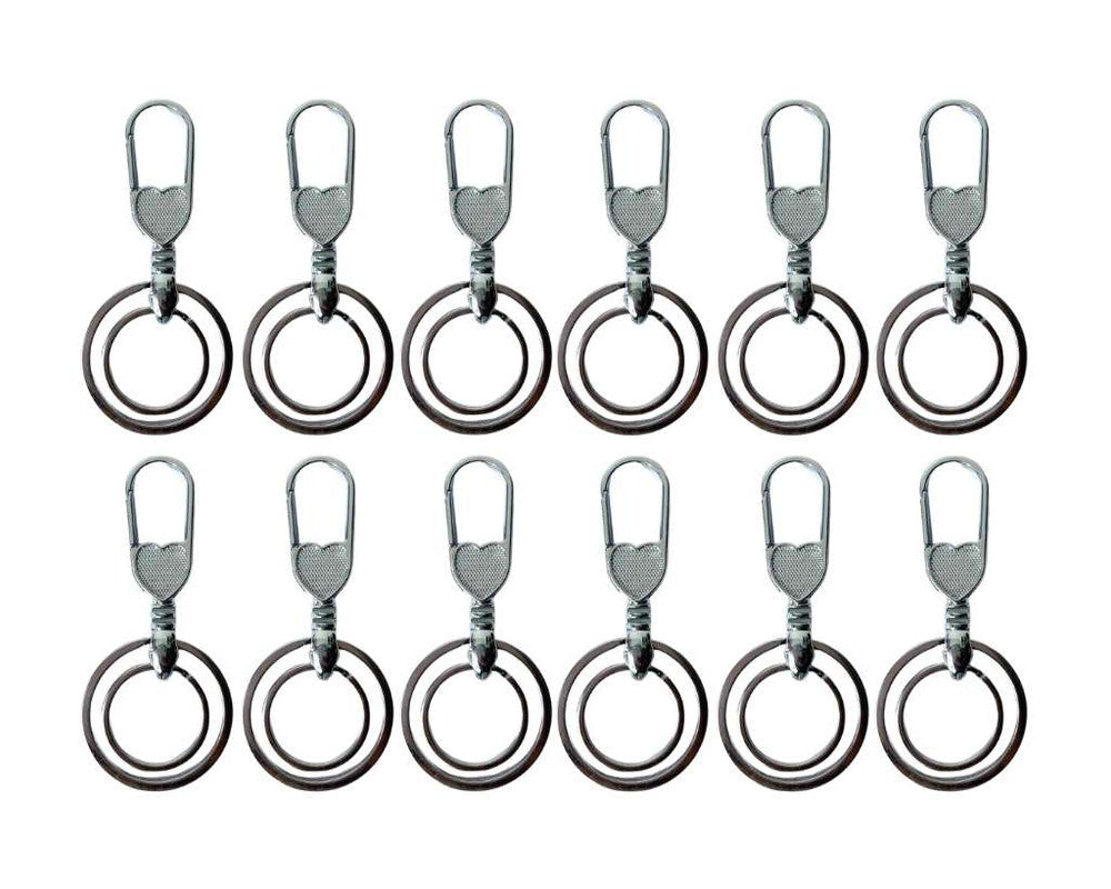 SILVER STAINLESS STEEL KEYCHAIN HEART– Set of 12