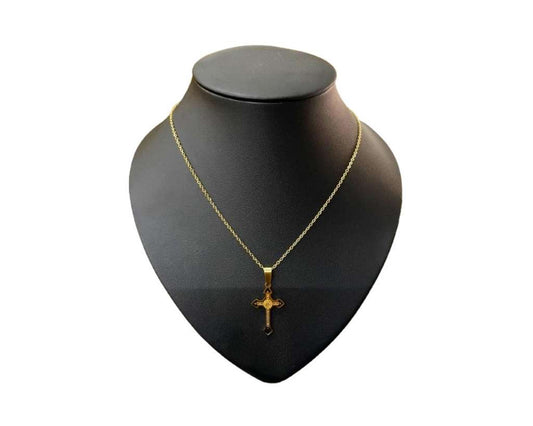 GOLDEN  NECKLACE CROSS WITH  HEART  – Set of 12