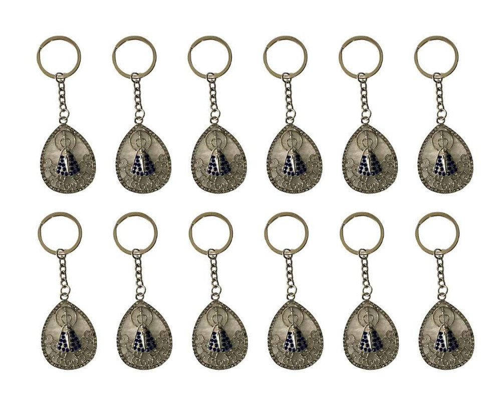 SILVER  KEYCHAIN DROP O. LADY APPARITIONS – Set of  12