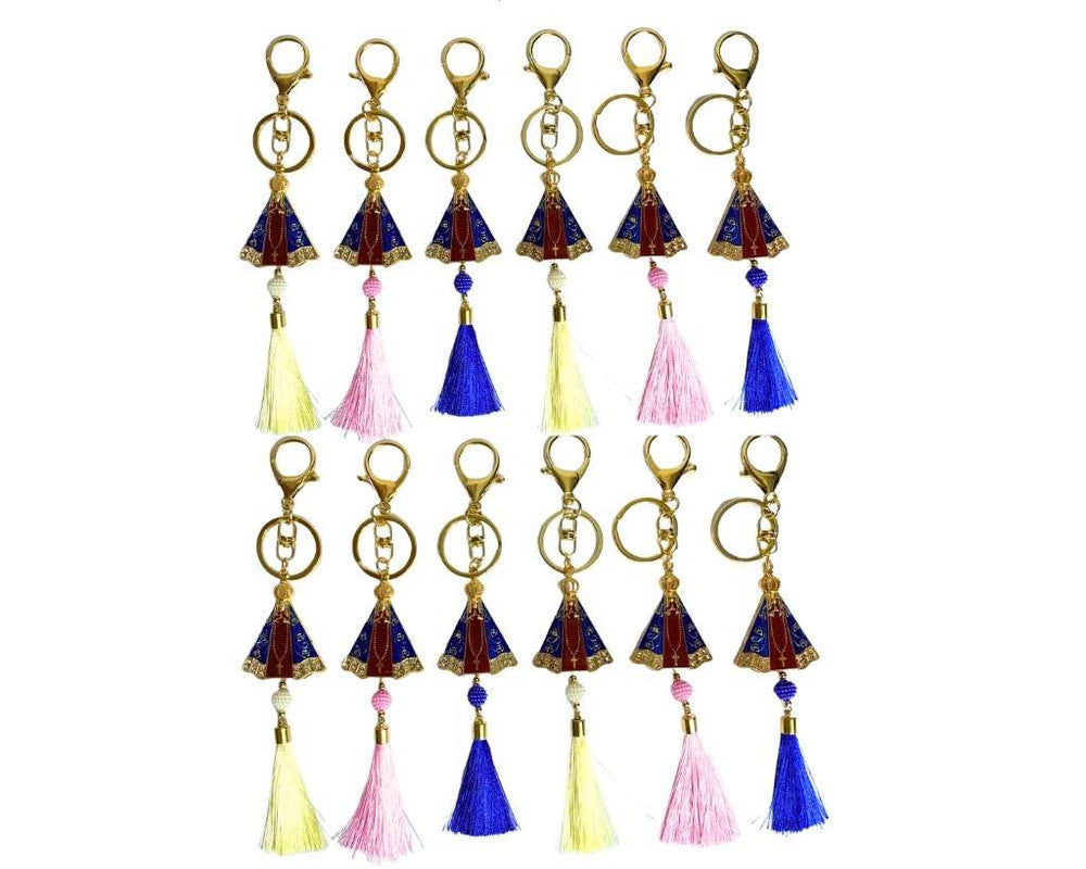 COLORFUL KEYCHAIN O. LADY APPARITION  FRINGE-Set of 12