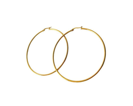 GOLDEN STAINLESS STEEL EARRINGS HOOP 70 MM - Set of 120