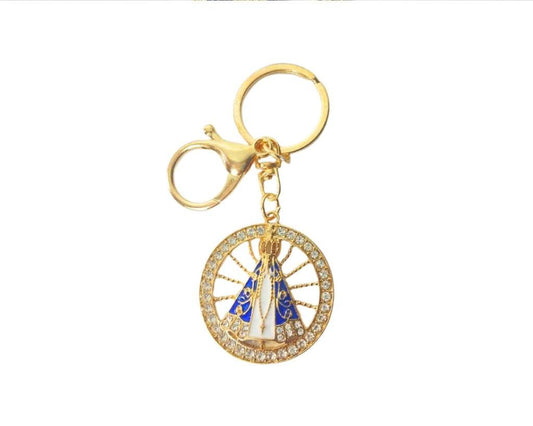 GOLD KEYCHAIN CIRCLE O.LADY APPARITIONS- Set of 12